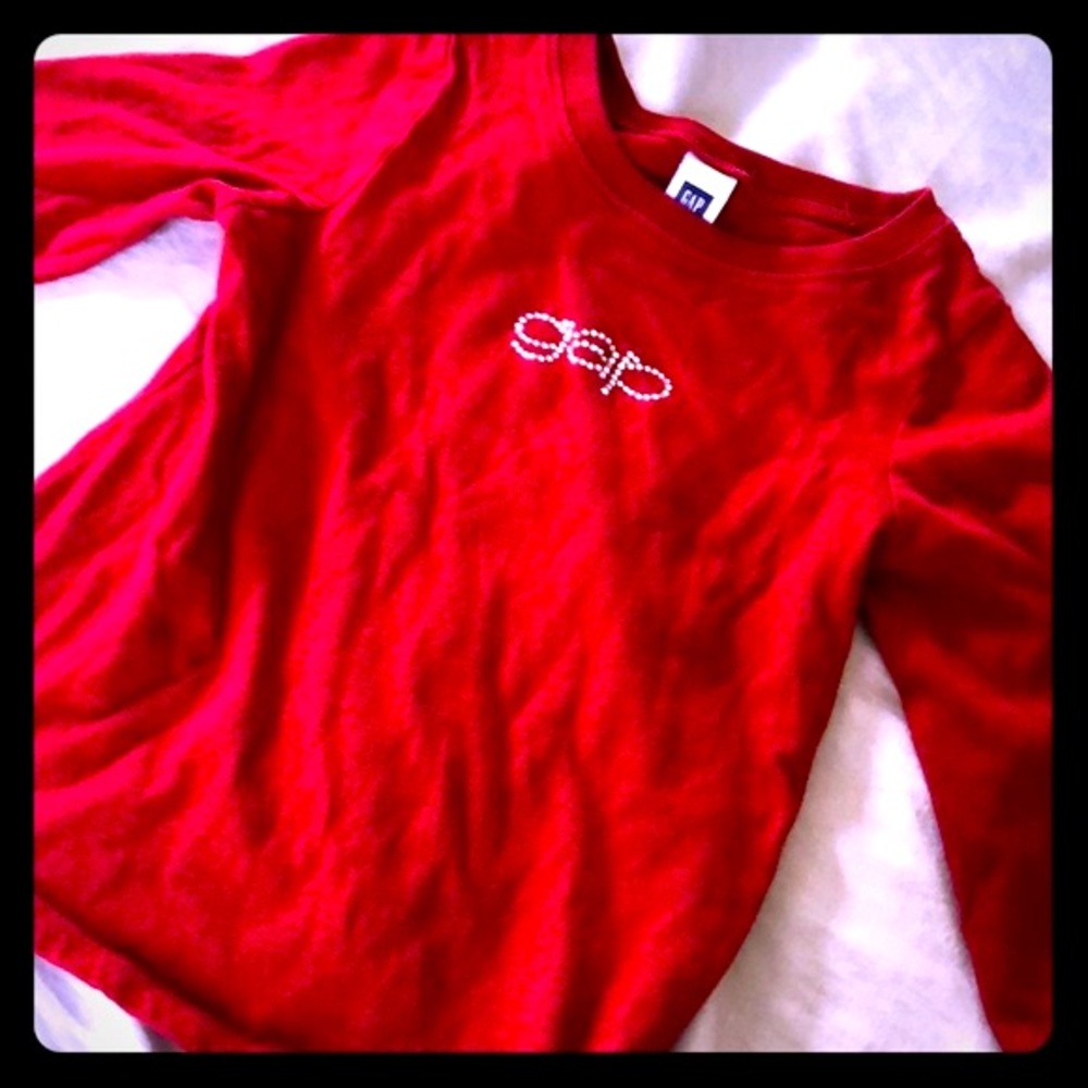 ❤️ Vintage Preppy Red long‎ sleeve Rhinestone Gap XS